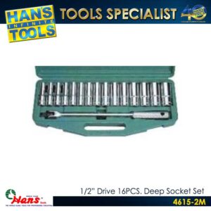Hans 4615-2M 1/2" Drive 16PCS. Deep Socket Set