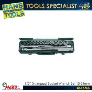 Hans 4616MB 1/2" Dr. Impact Socket Wrench Set 16PCS [10-24mm]