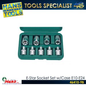 Hans 46410-9B E-Star Socket Set w/Case [E10-E24]