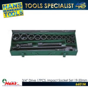 Hans 6601M 3/4" Drive 17PCS. Impact Socket Set 19-50mm