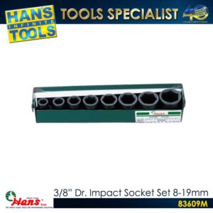 Hans 83609M 3/8" Dr. Impact Socket Set [8-19mm] 8PCS