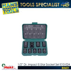Hans 84601 1/2" Dr. Impact E-Star Socket Set 9PCS [E10-E24]