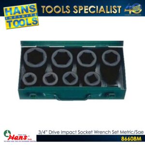Hans 86608M 3/4" Drive Deep Impact Socket Wrench Set [22-38mm]