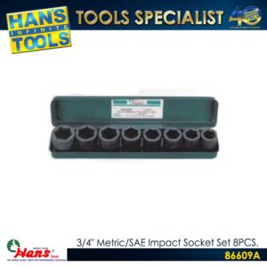 Hans 86609M 3/4" Impact Socket Set 8PCS [26-38mm]