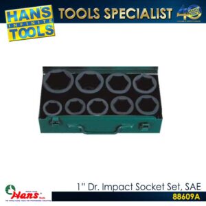 Hans 88609A 1" Dr. Impact Socket Set, SAE