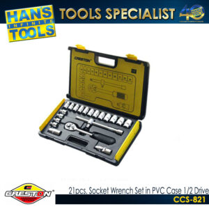 Creston CCS-821 21Pcs Socket Wrench Set in PVC Case 1/2 Drive
