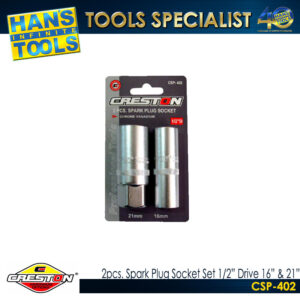 Creston CSP-402 2Pcs Spark Plug Socket Set 1/2" Drive 16" & 21"