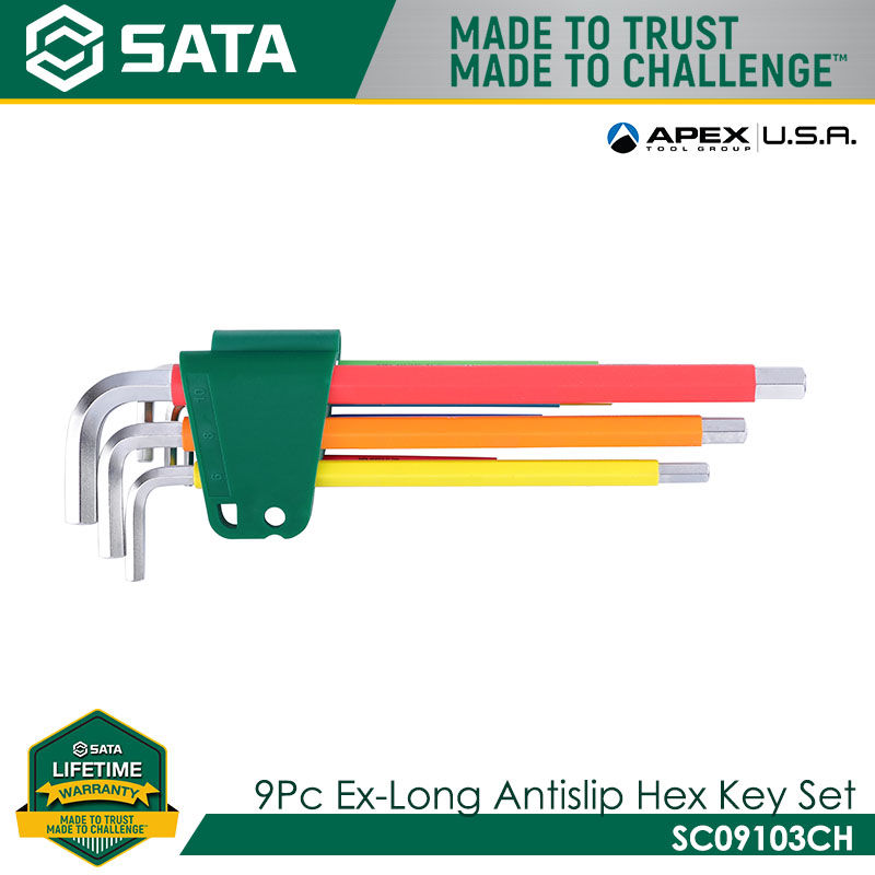 SATA SC09103CH 9Pc Ex-Long Antislip Hex Key Set - Image 3