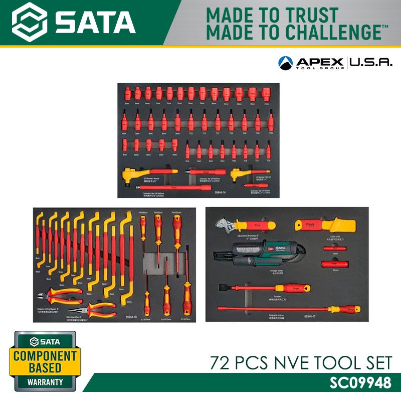SATA SC09948 72 PCS NVE Tool Set (With SC95125 4 Drawers 2 Doors Tool Trolley) - Image 2