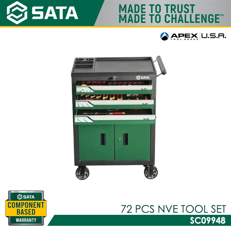 SATA SC09948 72 PCS NVE Tool Set (With SC95125 4 Drawers 2 Doors Tool Trolley) - Image 3