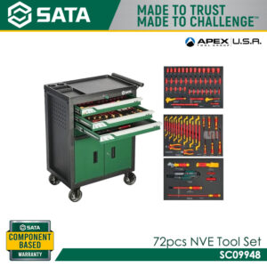 SATA SC09948 72pcs NVE Tool Set (With SC95125 4 Drawers 2 Doors Tool Trolley)