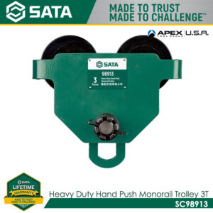 SATA SC98913 Heavy Duty Hand Push Monorail Trolley 3T