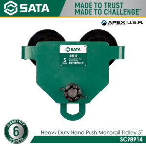 SATA SC98914 Heavy Duty Hand Push Monorail Trolley 5T