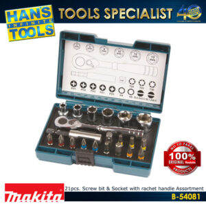 Makita B-54081 21pcs. Screw Bit & Socket with Rachet Handle Assortment