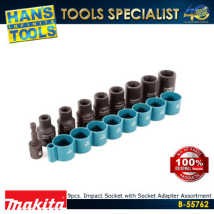 Makita B-55762 9pcs. Impact socket with socket adapter Assortment