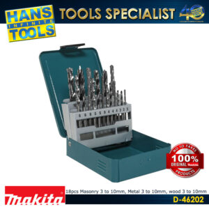 Makita D-46202 10pcs Masonry 3 to 10mm, Metal 3 to 10mm, Wood 3 to 10mm