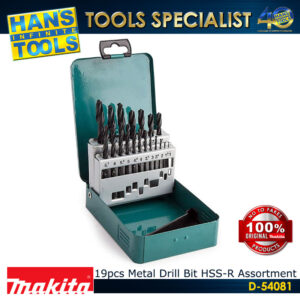 Makita D-54081 19pcs Metal Drill Bit HSS-R Assortment 1 to 10mm