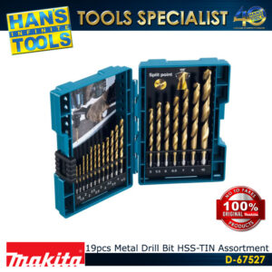 Makita D-67527 19pcs Metal Drill Bit HSS-TIN Assortment 1.5 to 10mm