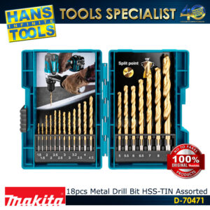 Makita D-70471 18pcs Metal Drill Bit HSS-TIN Assorted