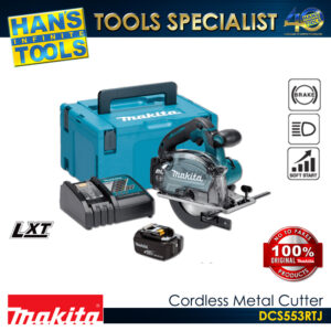 Makita DCS553RTJ Cordless Metal Cutter 150 mm (5-7/8"), Electric Brake, Soft Start, Dual LED Light 18V LXT BL ADT XPT [KIT SET]