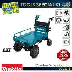 Makita DCU601Z 4-Wheel Battery Powered Wheelbarrow, Electric Lift, 300 Kg Capacity 18V X2 (36V) LXT [Bare Tool Only]