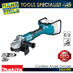 Makita DGA700Z  Cordless Angle Grinder, Variable Speed, Anti-Restart Function, Electric Brake, Large Trigger Switch 18V X2 (36V) LXT BL ADT AFT XPT 180 mm (7") [Bare Tool Only]