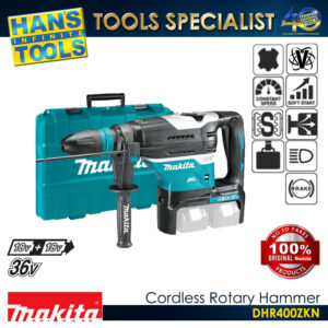 Makita DHR400ZKN Cordless Rotary Hammer, SDS-Max 18V X2 (36V) LXT BL AFT XPT 40 mm