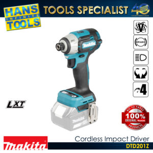 Makita DTD201Z Cordless Impact Driver, 4-Speed + T-Mode 18V LXT BL 210 Nm (1,860 in.lbs.) [Bare Tool Only]