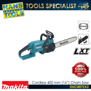 Makita DUC407ZX2 Cordless 400 mm (16") Chain Saw 18V LXT BL XPT [Battery and Charger are Sold Separately]