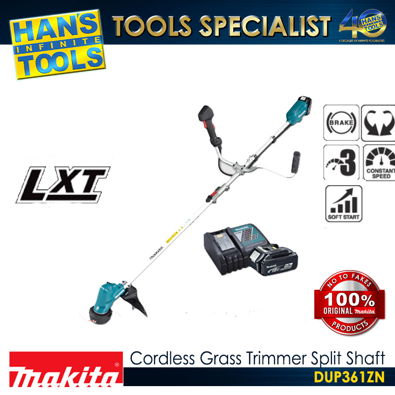 Makita DUR191URT3 SET Cordless 3-Speed Grass Trimmer Split Shaft Bike Handle 18V LXT BL ADT XPT