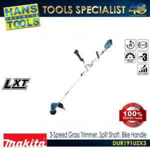 Makita DUR191UZX3 Cordless 3-Speed Grass Trimmer Split Shaft Bike Handle 18V LXT BL ADT AFT XPT