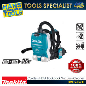 Makita DVC265ZX Cordless HEPA Backpack Vacuum Cleaner (For Dust Collection) 18V X2 (36V) LXT BL AWS [Battery and Charger are Sold Separately]