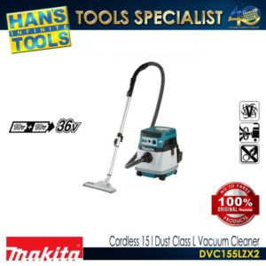 Makita DVC155LZX2 Cordless 15 L Dust Class L Vacuum Cleaner (Wet & Dry) 18V X2 (36V) LXT BL XPT