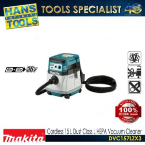 Makita DVC157LZX3 Cordless 15 L Dust Class L HEPA Vacuum Cleaner 18V X2 (36V) LXT BL AWS XPT