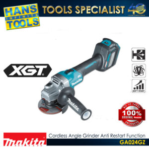 Makita GA024GZ Cordless 100 mm (4") Angle Grinder Anti Restart Function Slide Switch Lock On  40Vmax XGT BL AWS AFT [Battery and Charger are Sold Separately]