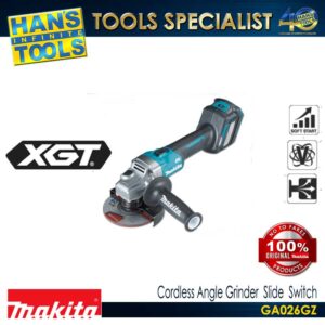 Makita GA026GZ Cordless 125 mm (5") Angle Grinder Anti Restart Function Slide Switch Lock On 40Vmax XGT BL AWS AFT [Bare Tool Only]