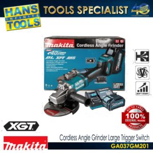 Makita GA037GM201 Cordless 180mm (7") Angle Grinder Anti Restart Function Large Trigger Switch 40Vmax XGT BL AWS AFT [KIT SET]