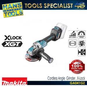 Makita GA041GZ Cordless 125mm (5") Angle Grinder Anti Restart Function Slide Switch Lock On X-LOCK 40Vmax XGT BL AWS AFT [Bare Tool Only]