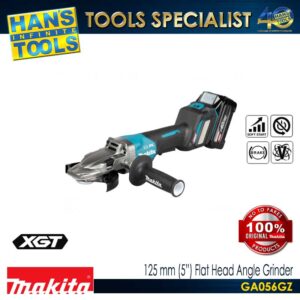 Makita GA056GZ Cordless 125mm (5") Flat Head Angle Grinder 40Vmax XGT BL AFT XPT [Bare Tool Only]