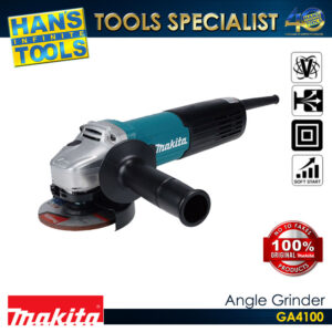 Makita GA4100 Angle Grinder Anti Restart Function Soft Start Slide Switch Speed Adjusting Dial 100mm (4") 850 W