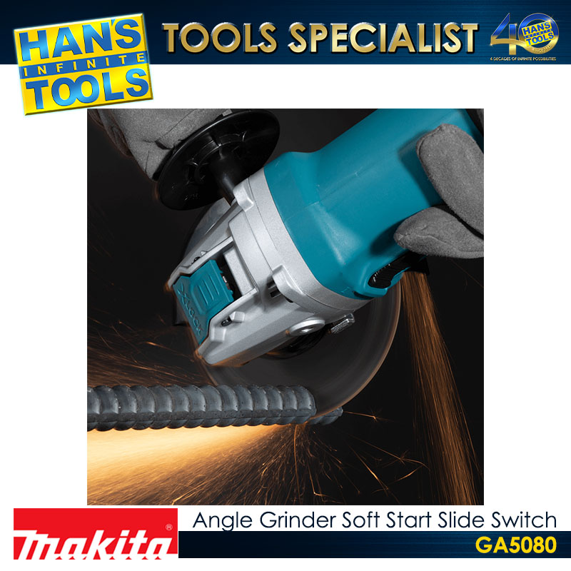 Makita GA5080 Angle Grinder Soft Start Slide Switch X-LOCK 125 mm (5") 1,400 W - Image 3