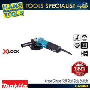 Makita GA5080 Angle Grinder Soft Start Slide Switch X-LOCK 125 mm (5") 1,400 W