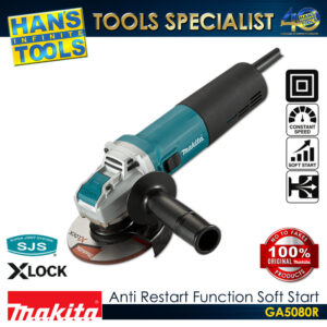 Makita GA5080R Angle Grinder Soft Start Anti Restart Slide Switch X-LOCK 125mm (5") 1,400 W