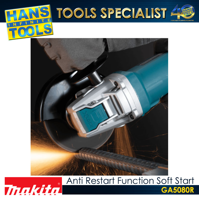 Makita GA5080R Angle Grinder Soft Start Anti Restart Slide Switch X-LOCK 125mm (5") 1,400 W - Image 3