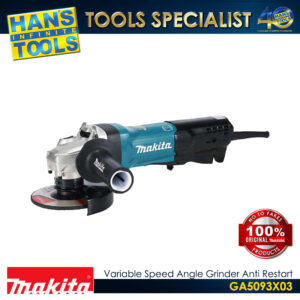 Makita GA5093X03 Variable Speed Angle Grinder Anti Restart Function Soft Start Paddle Switch 125mm (5") 1,900 W SJS II AFT