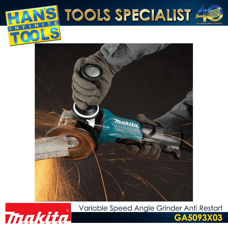 Makita GA5093X03 Variable Speed Angle Grinder Anti Restart Function Soft Start Paddle Switch 125mm (5") 1,900 W SJS II AFT - Image 2