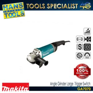 Makita GA7070 Angle Grinder Anti Restart Function Soft Start Mechanical Brake Large Trigger  Switch 180mm (7") 2,800 W AFT