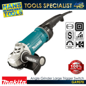 Makita GA9070 Angle Grinder Anti Restart Function Soft Start Mechanical Brake Large Trigger Switch 230mm (9") 2,800W AFT