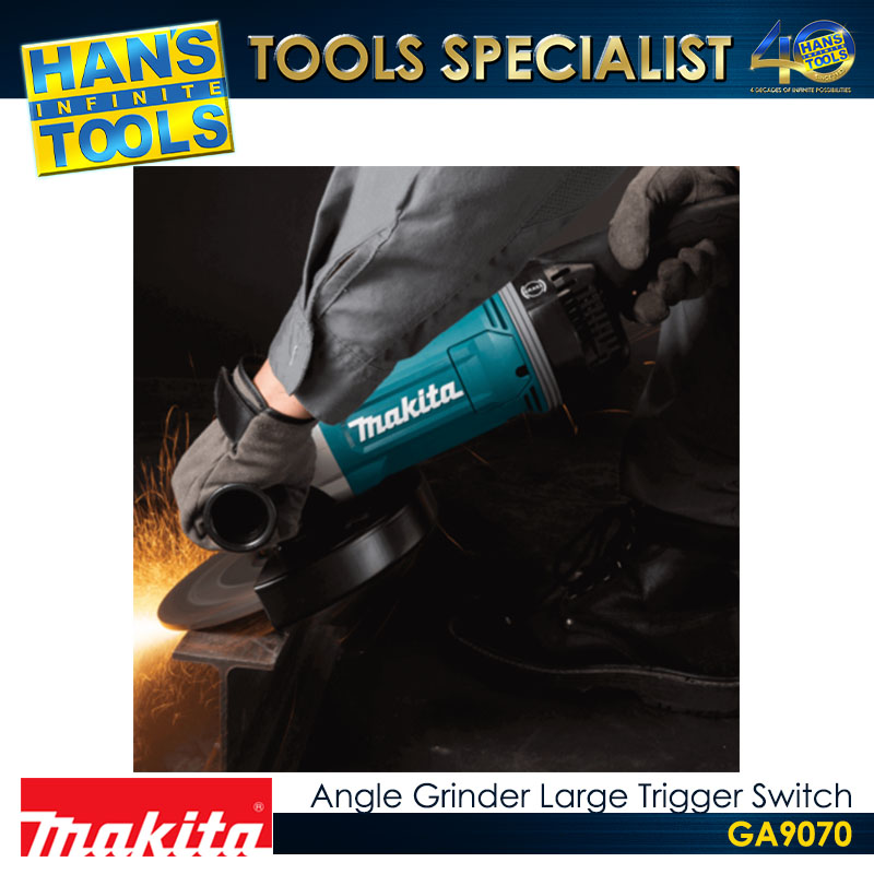 Makita GA9070 Angle Grinder Anti Restart Function Soft Start Mechanical Brake Large Trigger Switch 230mm (9") 2,800W AFT - Image 2