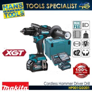 Makita HP001GD201 Cordless 13mm (1/2") 125 N m Hammer Driver Drill 40Vmax XGT BL AFT XPT [KIT SET]